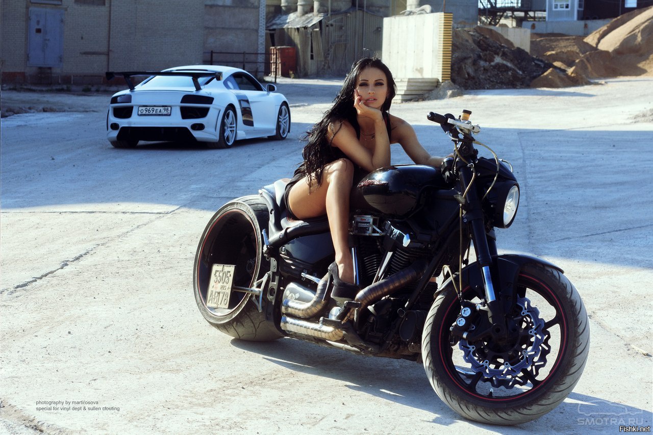 Sexy model Brunettes on a motorcycle in Mississauga